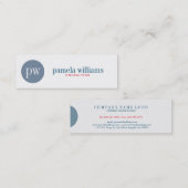 Minimal modern geometrisch weiß und blau mini visitenkarte (Vorne/Hinten)