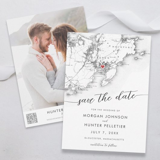 Minimal Modern Gloucester Massachusetts Karte