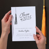 Minimal Modern Graduation Party Tassel Schwarz-wei Einladung