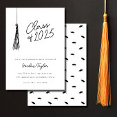 Minimal Modern Graduation Party Tassel Schwarz-wei Einladung