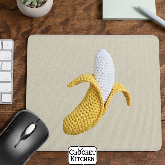 Minimal Modern Grandmacore Niedlich Crochet Banana Mousepad