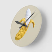 Minimal Modern Grandmacore Niedlich Crochet Banana Runde Wanduhr (Winkel)