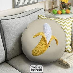 Minimal Modern Grandmacore Niedlich Crochet Banana Rundes Kissen
