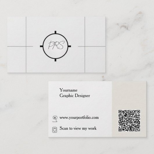 Minimal Modern Graphic Designer QR Code Visitenkarte (Vorne/Hinten)