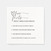 Minimal Modern Hand Drawn Heart Fun Facts Wedding Serviette (Vorderseite)