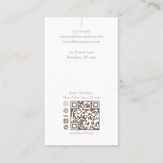 Minimal Modern hand Made Artistic Pottery Photo  Visitenkarte (Rückseite)