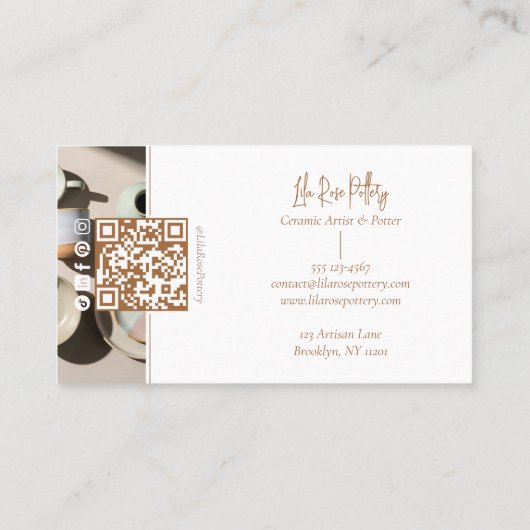 Minimal Modern hand Made Pottery Photo Collage Visitenkarte (Rückseite)