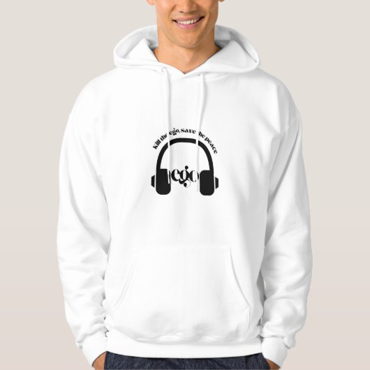 Minimal Modern Headphone Typography Hoodie Design (Vorderseite)