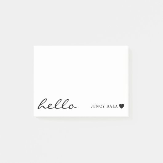 Minimal Modern Heart White Design Post-it Klebezettel (Vorderseite)