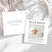 Minimal Modern Hello World Foto Birth Ankündigung
