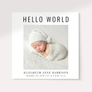 Minimal Modern Hello World Foto Birth Ankündigung
