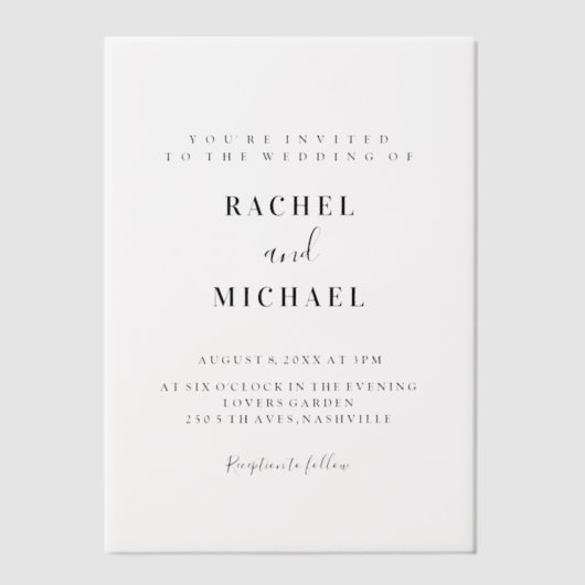 Minimal, modern, Hochzeit, Pergament Einladungen (Vorderseite)