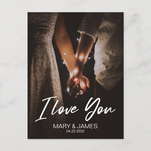 Minimal Modern I Liebe Sie Foto einfügen Postkarte (Vorderseite)