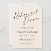 Minimal Modern Ivory Cream Script Probe Dinner Einladung (Vorderseite)