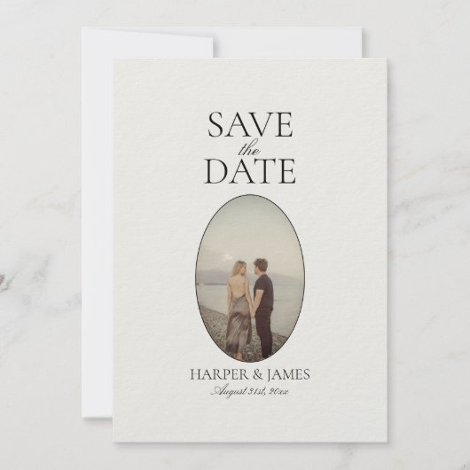 Minimal Modern Ivory Elegante Save the Date Karte (Vorderseite)