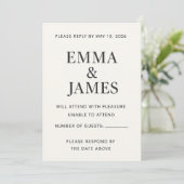 Minimal Modern Ivory RSVP Card (Stehend Vorderseite)