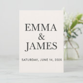 Minimal Modern Ivory Save the Date (Stehend Vorderseite)