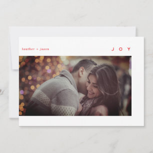 Minimal Modern Joy White Red Foto Feiertagskarte