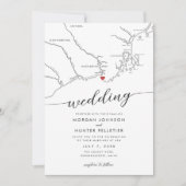 Minimal Modern Kennebunkport Maine Map Wedding Einladung (Vorderseite)