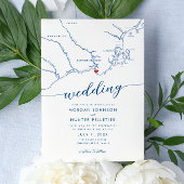 Minimal Modern Kennebunkport Maine Map Wedding Einladung