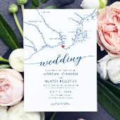 Minimal Modern Kennebunkport Maine Map Wedding Einladung