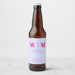 Minimal Modern Lilac Pink Drink Wedding Bierflaschenetikett