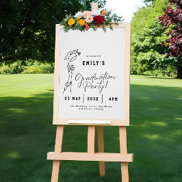 Minimal Modern Line Art Graduation Welcome Sign Poster