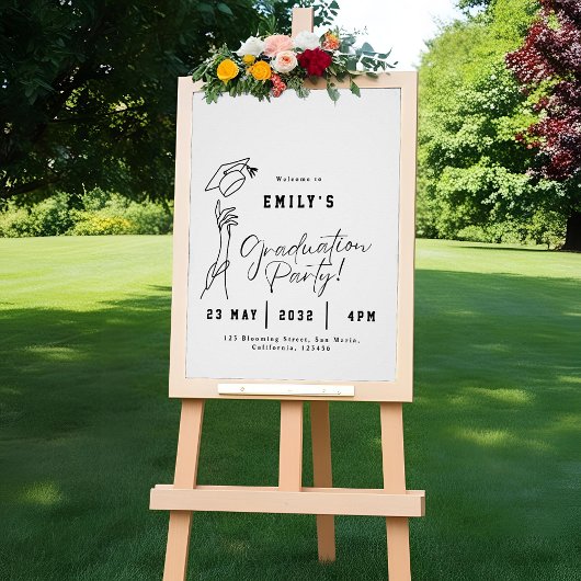 Minimal Modern Line Art Graduation Welcome Sign Poster
