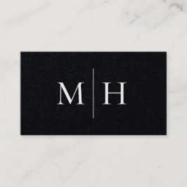 Minimal Modern Line Initials Monogram Black Kraft Visitenkarte