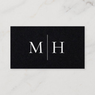 Minimal Modern Line Initials Monogram Black Kraft Visitenkarte