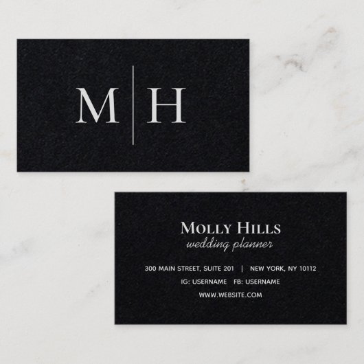 Minimal Modern Line Initials Monogram Black Kraft Visitenkarte (Vorne/Hinten)