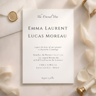 Minimal Modern Luxury Black & White Wedding Design Einladung