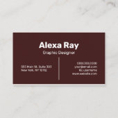 Minimal Modern Maroon White Visitenkarte (Rückseite)