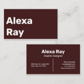 Minimal Modern Maroon White Visitenkarte (Vorne/Hinten)