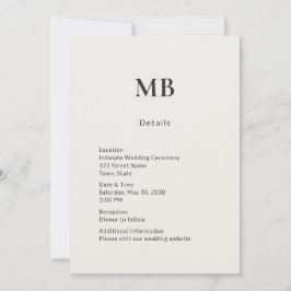 Minimal Modern Micro Wedding Details Card Einladung