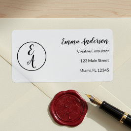 Minimal Modern Monogram Adressaufkleber