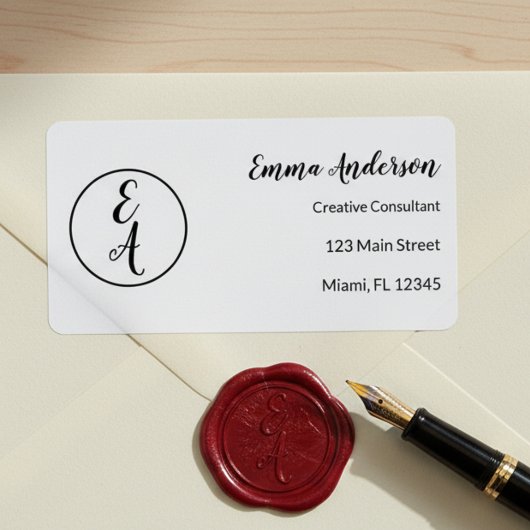 Minimal Modern Monogram Adressaufkleber