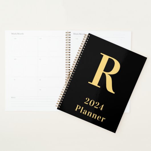 Minimal Modern Monogram Black Gold 2024 Planer (Anzeige)