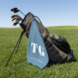 Minimal Modern Monogram Blue Name Stars  Golfhandtuch