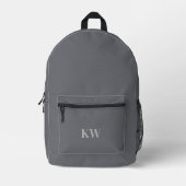 Minimal Modern Monogram Gray Bedruckter Rucksack (Vorderseite)