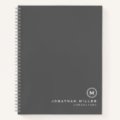 Minimal Modern Monogram Gray Notizblock (Vorderseite)