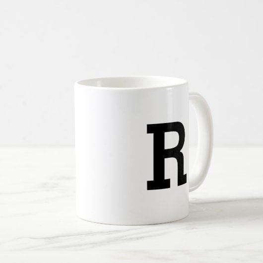 Minimal modern Monogram Initial Letter Black Kaffeetasse (VorderseiteRechts)