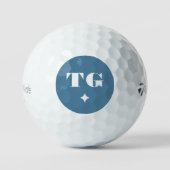 Minimal Modern Monogram Initials Blue Stars Golfball (Vorderseite)