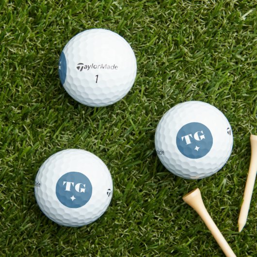 Minimal Modern Monogram Initials Blue Stars Golfball (Insitu Gras)
