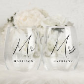 Minimal Modern Mr. Script Newlyweds Weinglas Ohne Stiel