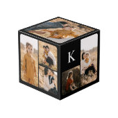 Minimal Modern Multiple Photo Collage Monogram Würfel (Vorderseite Schrägansicht)