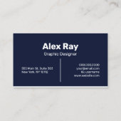 Minimal Modern Navy White Visitenkarte (Rückseite)