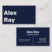 Minimal Modern Navy White Visitenkarte (Vorne/Hinten)