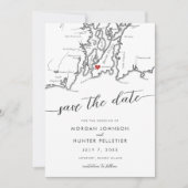 Minimal Modern Newport Rhode Island Karte (Vorderseite)