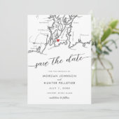 Minimal Modern Newport Rhode Island Karte (Stehend Vorderseite)